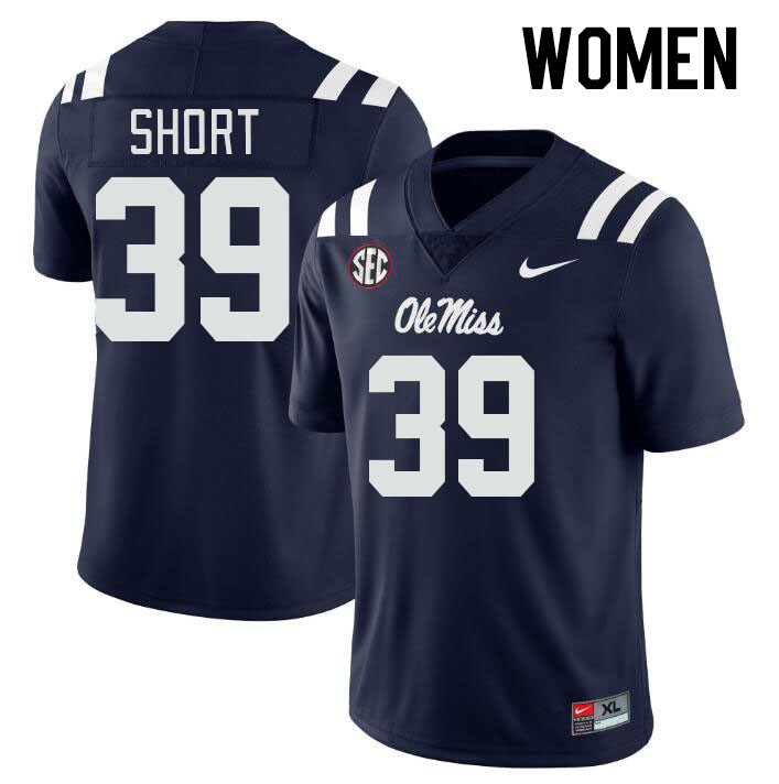Women #39 Carter Short Ole Miss Rebels College Football Jerseyes Stitched Sale-Navy